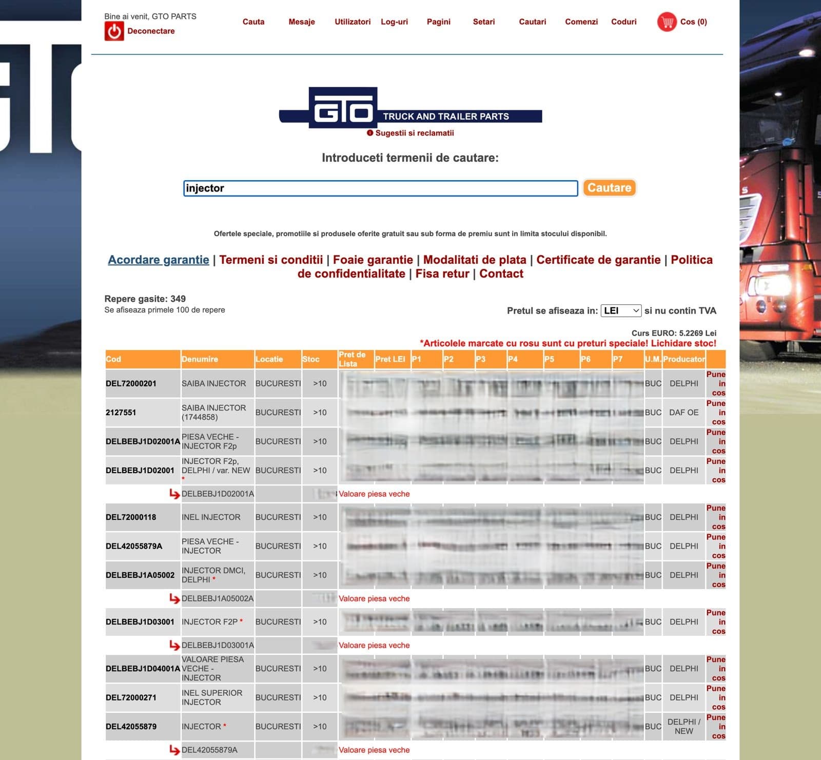 GTO - Platformă web pentru comenzi piese de schimb
